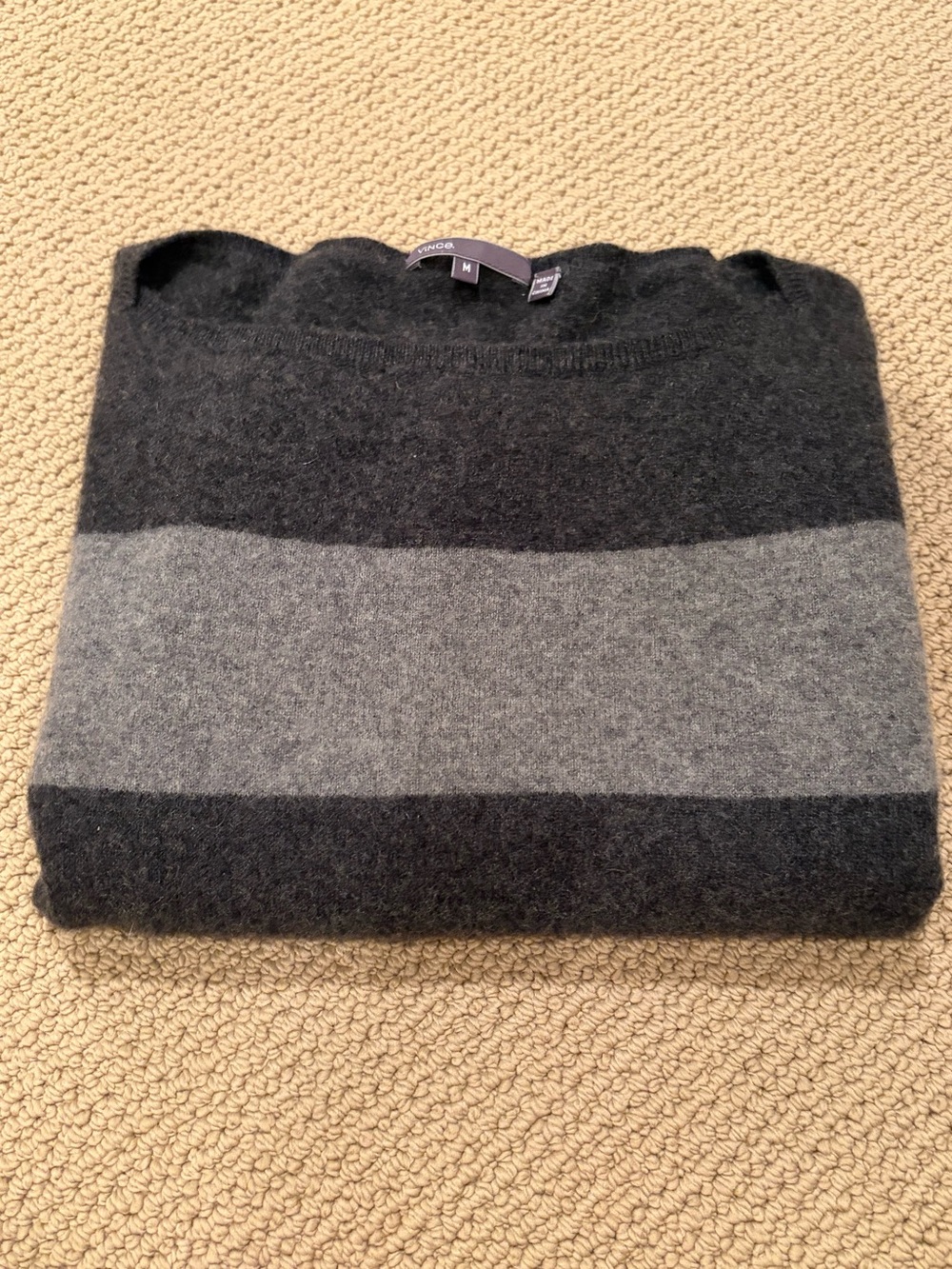 Vince. 100% Cashmere charcoal and grey sized medium.